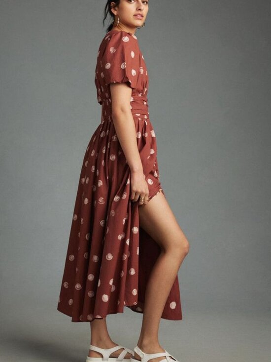 Anthropologie Dresses & Skirts - Anthropologie Katerina Button-Front Dress Brown Polka Dot